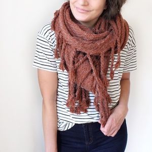 Oversized Tassel Scarf in Rust